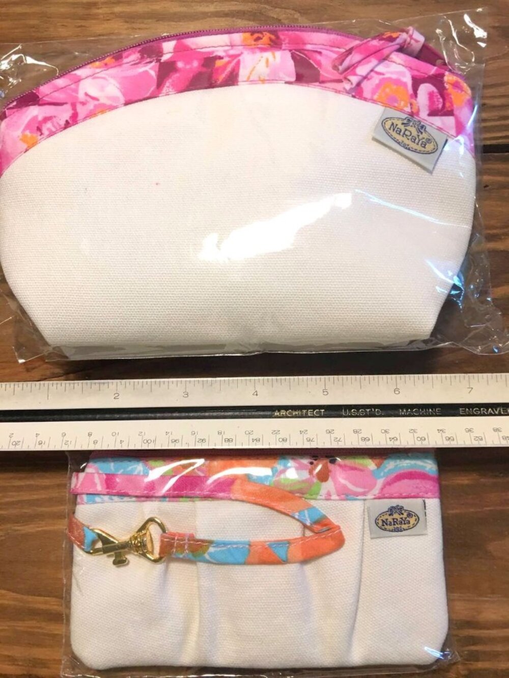 New Lot Of 2 CUTE NARAYA Cosmetic Bag Makeup pink/white Color
